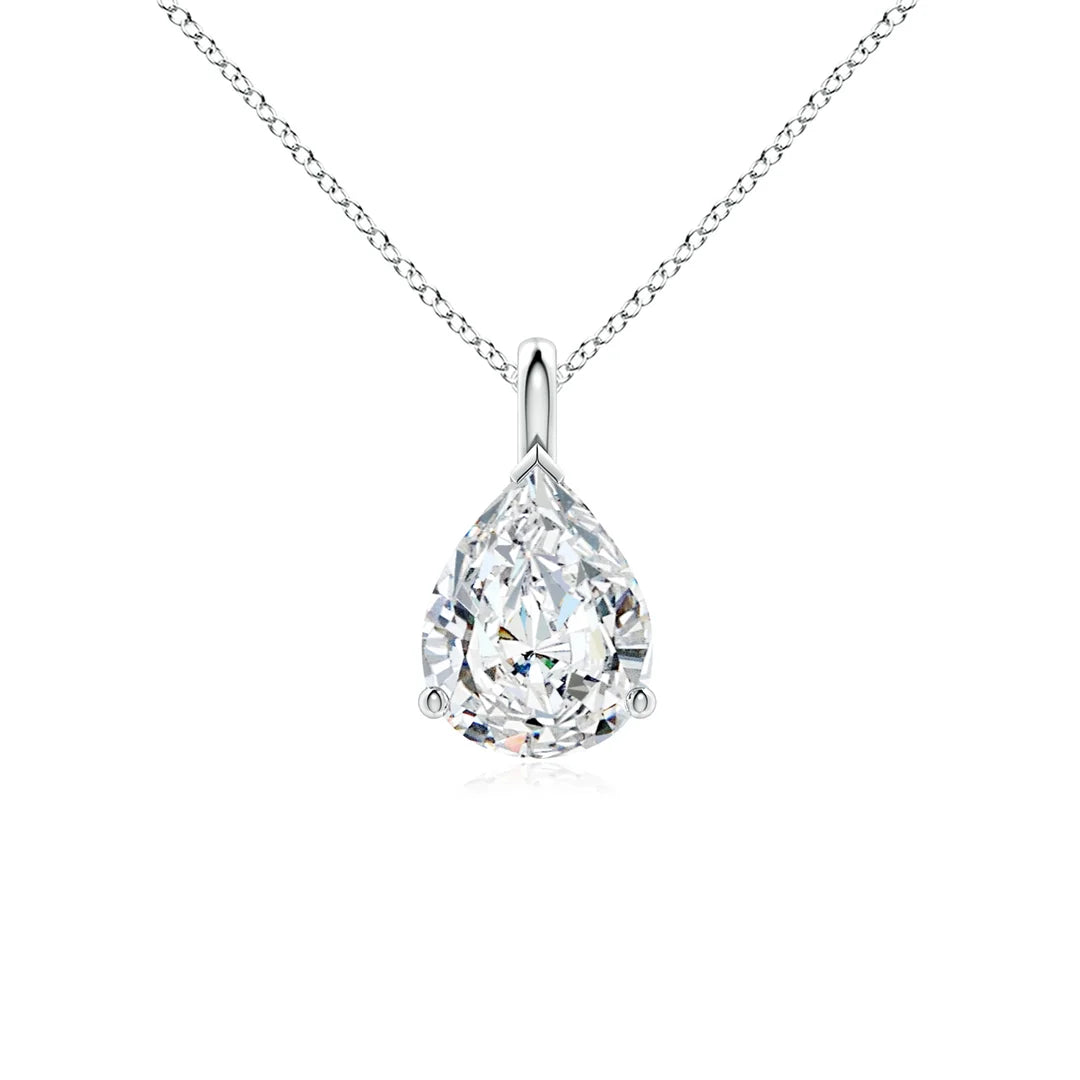 Pear Diamond Solitaire Pendant – 3 Prong Basket