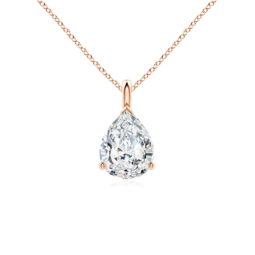 Pear Diamond Solitaire Pendant – 3 Prong Basket