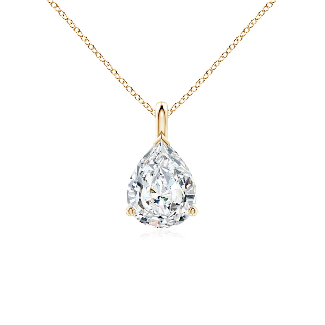 Pear Diamond Solitaire Pendant – 3 Prong Basket
