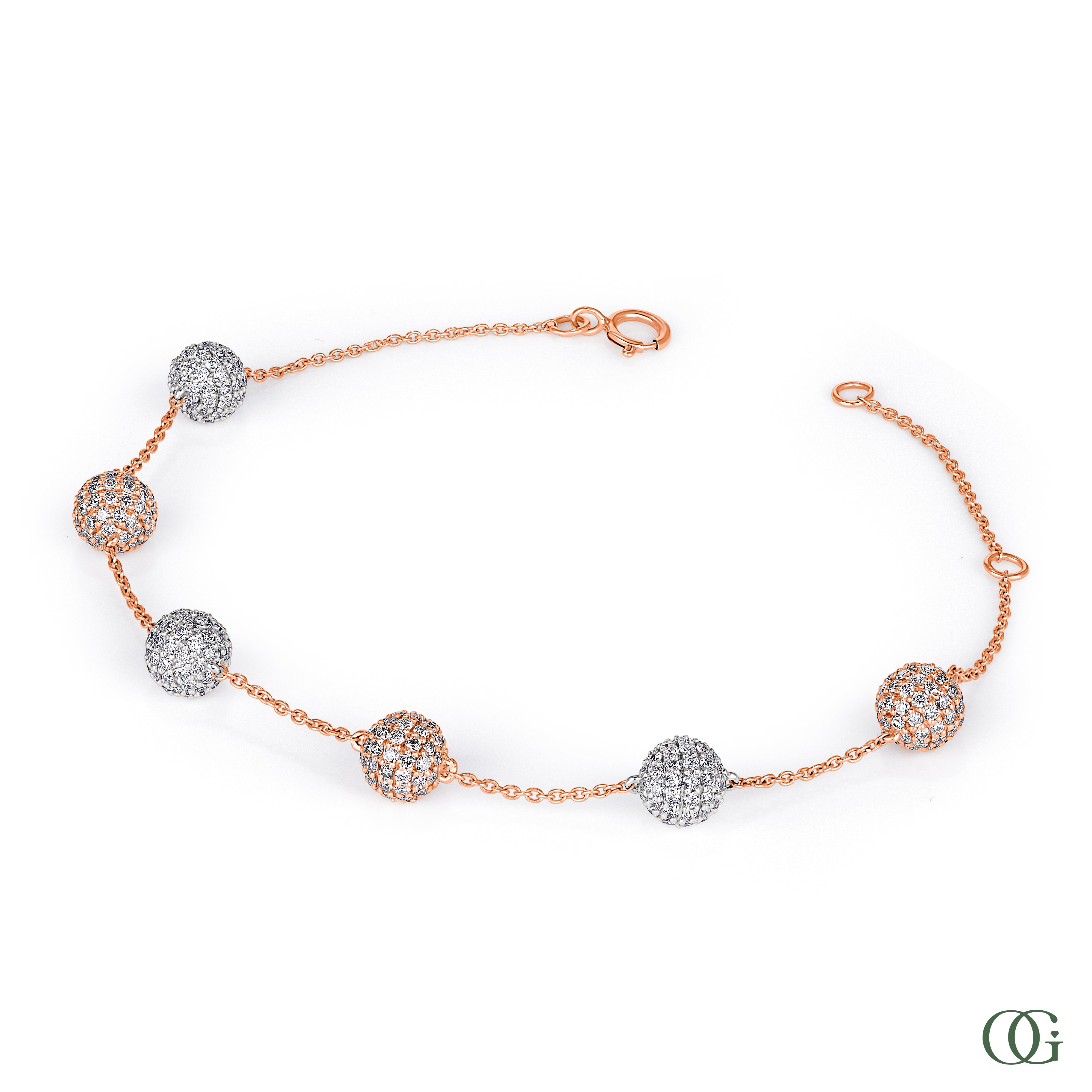 Two-Tone Diamond Pavé Bead Bracelet