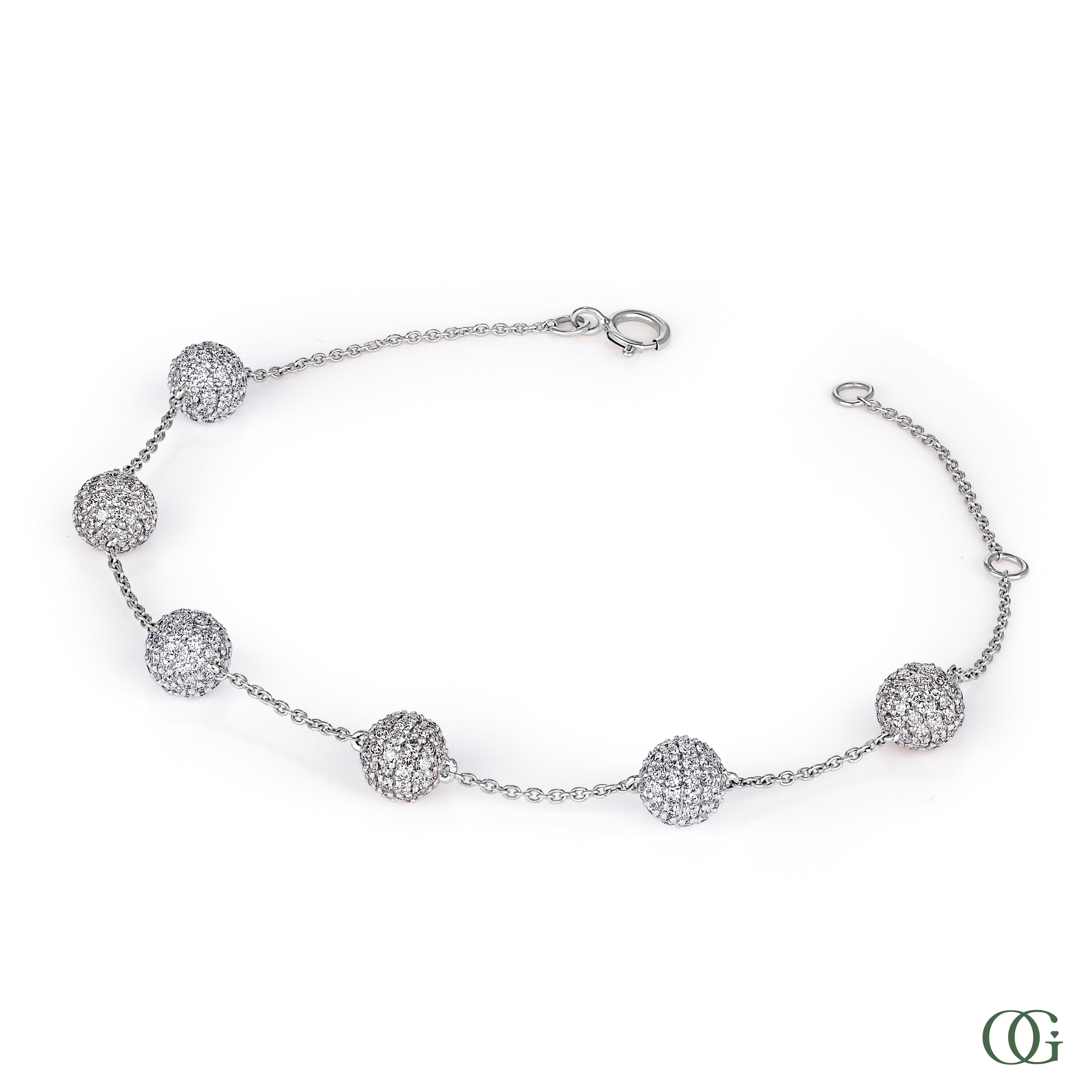 Two-Tone Diamond Pavé Bead Bracelet