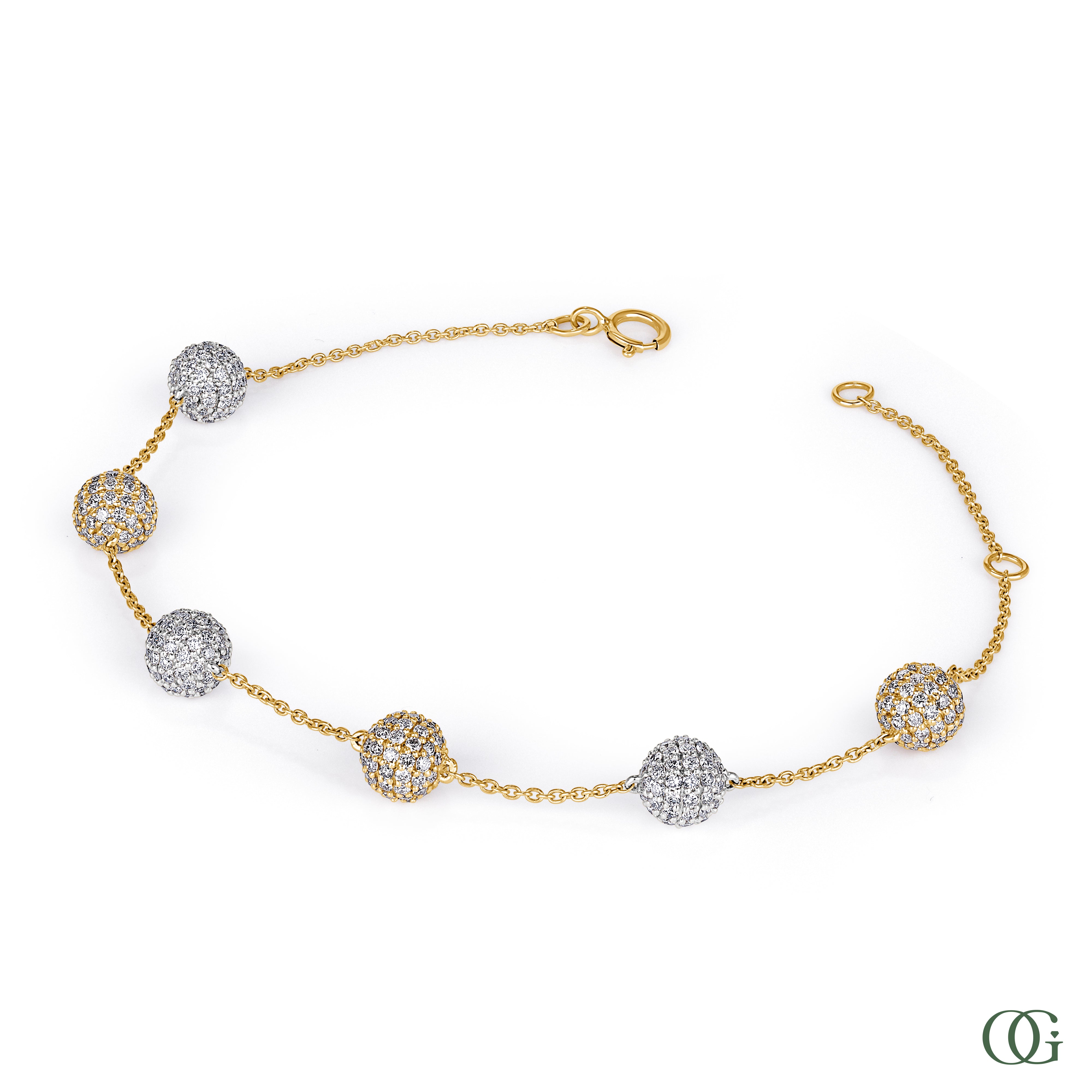 Two-Tone Diamond Pavé Bead Bracelet
