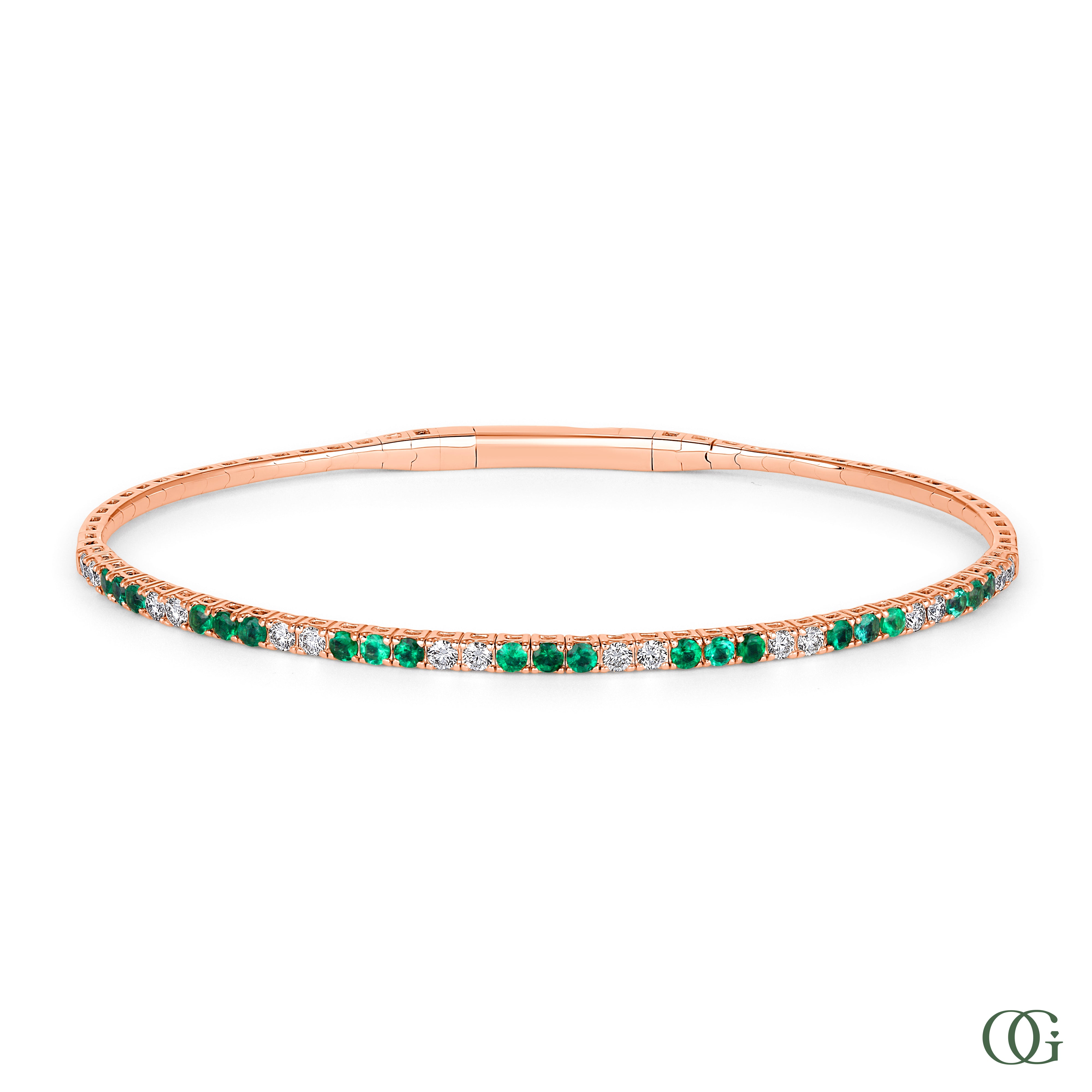 Diamond & Emerald Bangle in 14K & 18K Gold