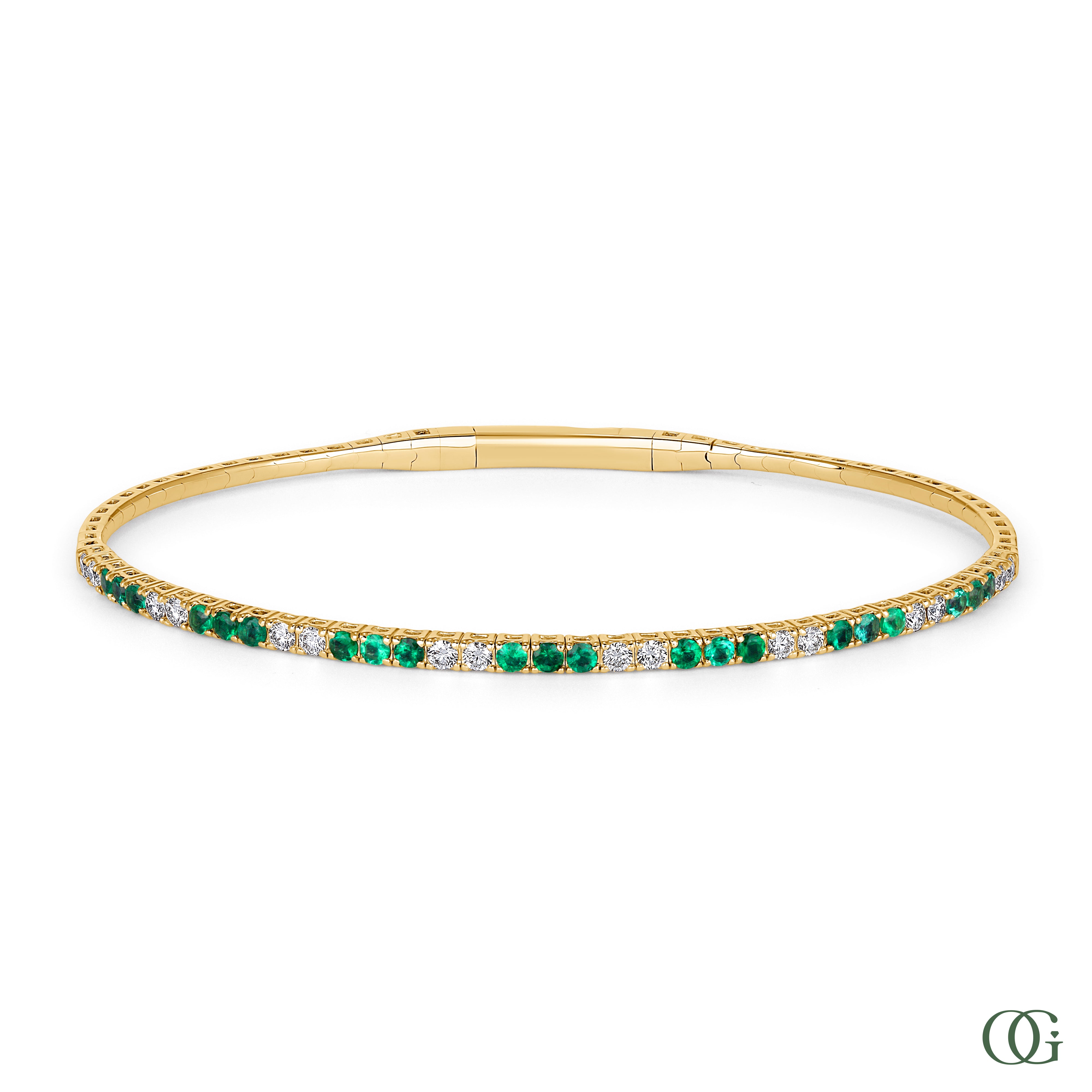 Diamond & Emerald Bangle in 14K & 18K Gold