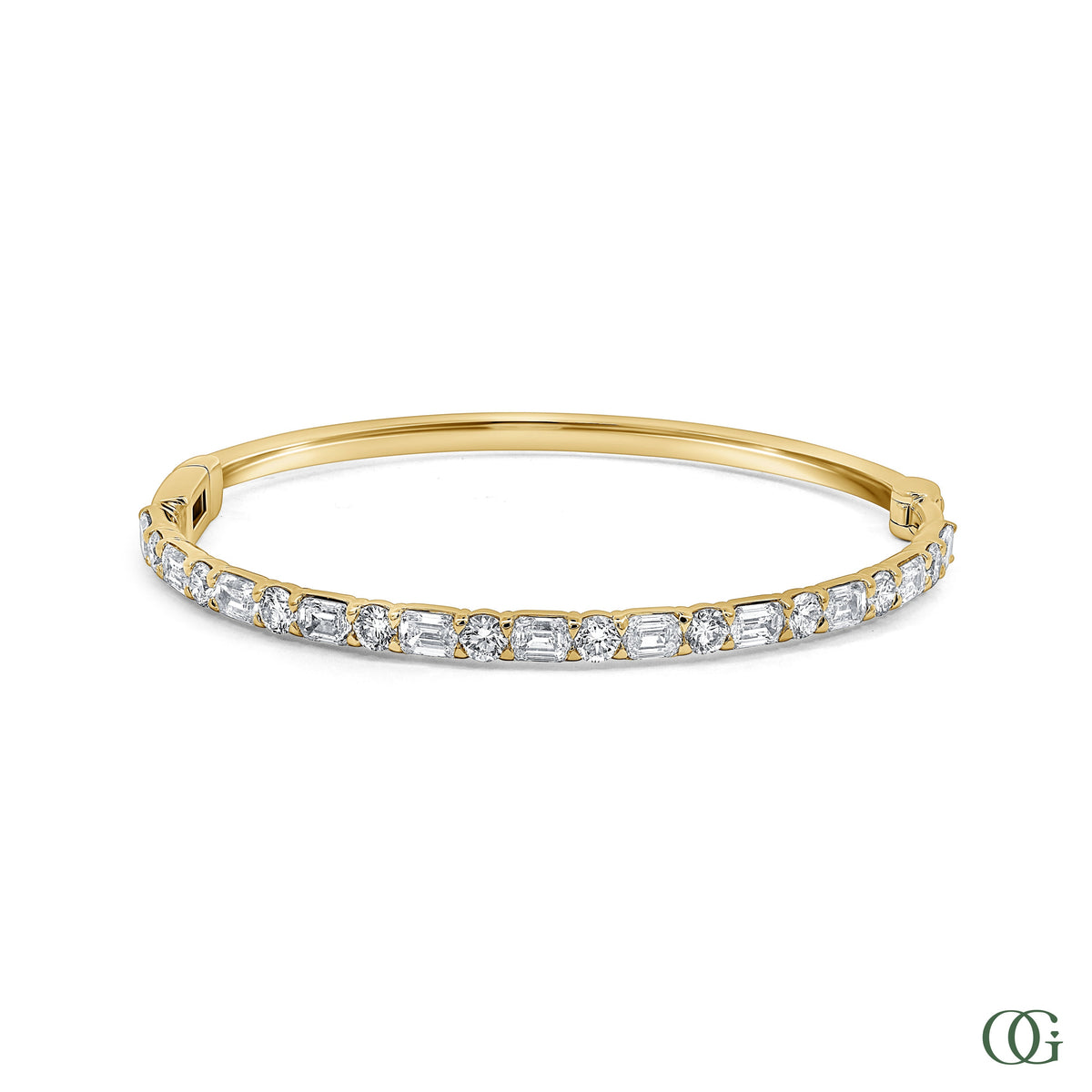 Emerald & Round Cut Diamond Bangle 4.5 CTW