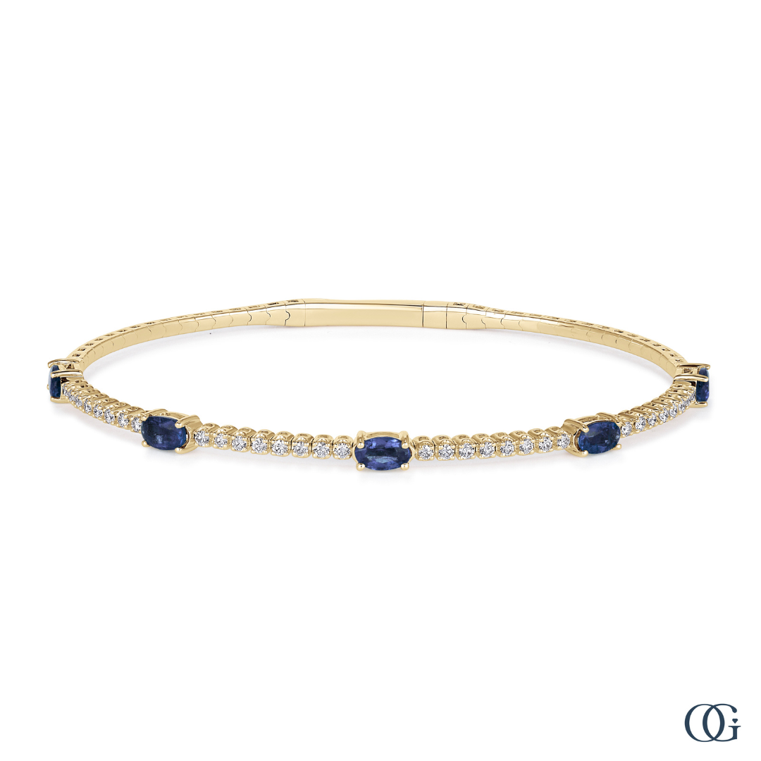 Y | diamond bangle with sapphire accents in 14K yellow gold