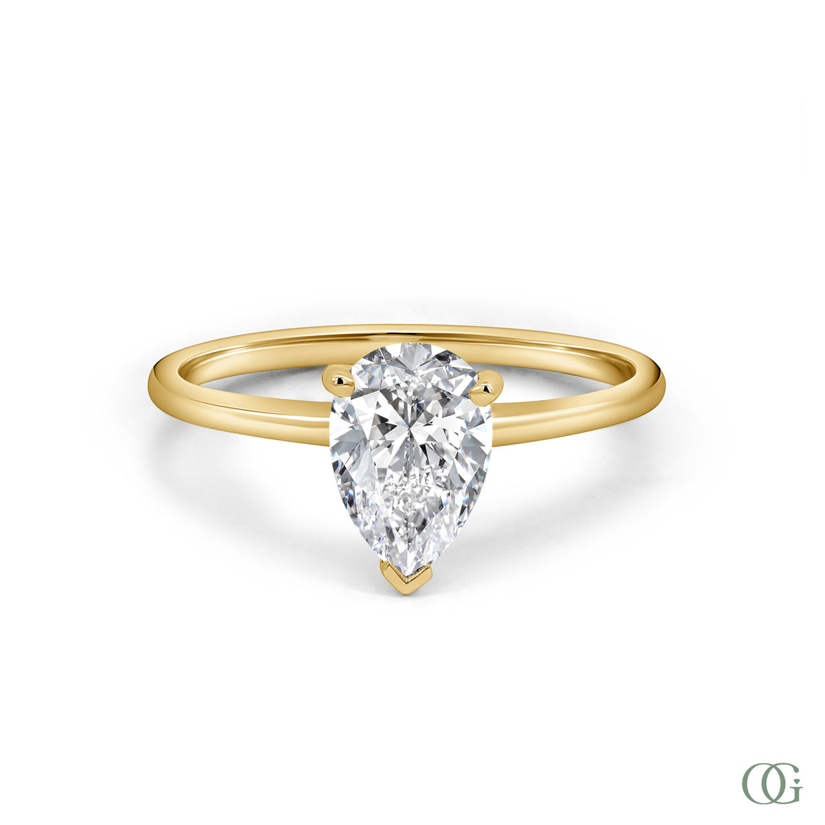 Dainty Petite Sparkling Pear Shape Lab Grown Diamond Engagement Ring (1.1 CTW)