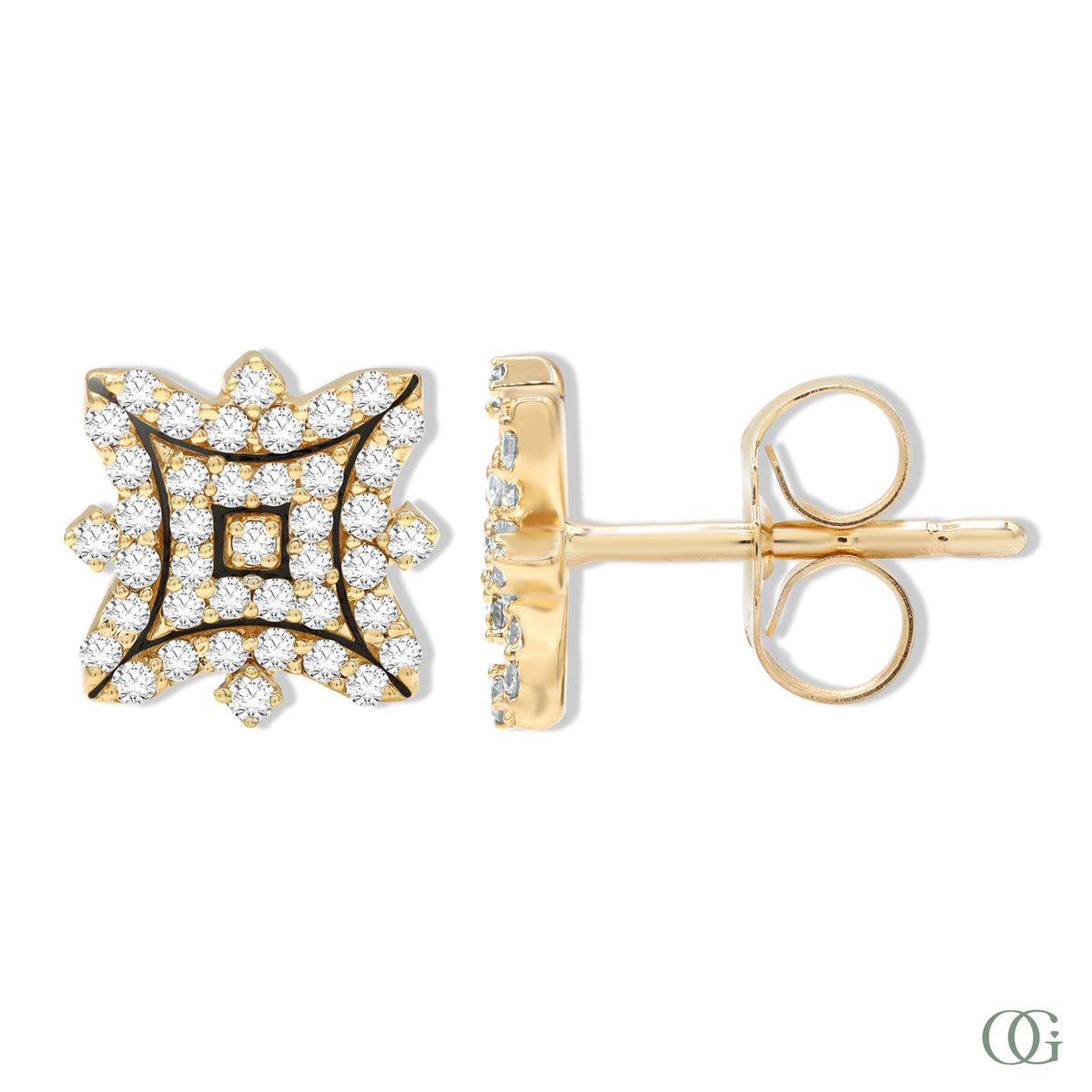 Black Enamel Lab Grown Diamond Stud Earrings | 0.40 CTW