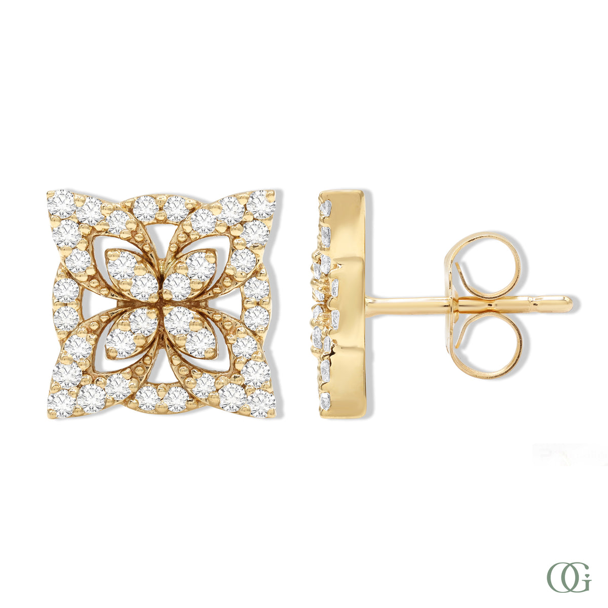 Floral Diamond Cluster Stud Earrings | 0.45 CTW