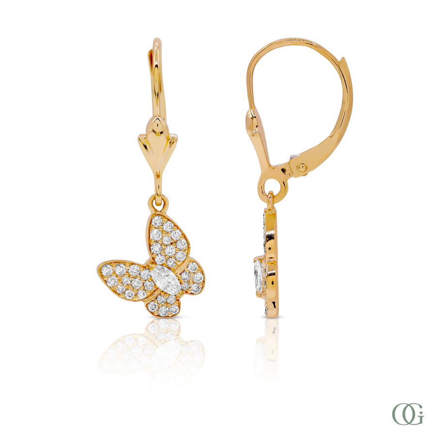 Y | Diamond Butterfly Drop Earrings in yellow gold