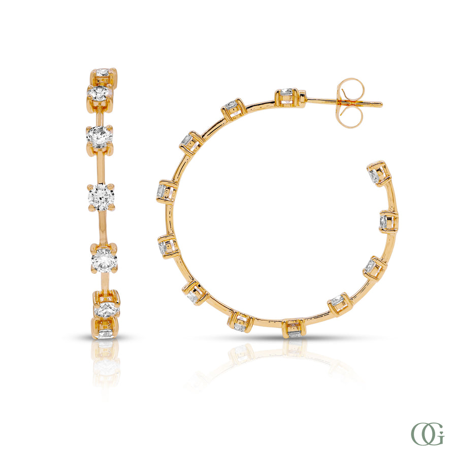Y | Floating Diamond Hoop Earrings in yellow gold