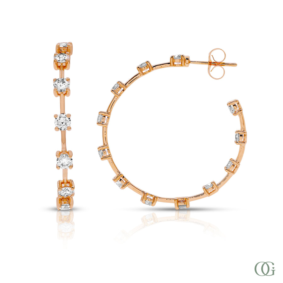 R | Floating Diamond Hoop Earrings in rose gold