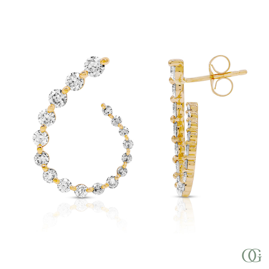 Y | Natural Graduated Diamond Hoop Earrings in yellow gold