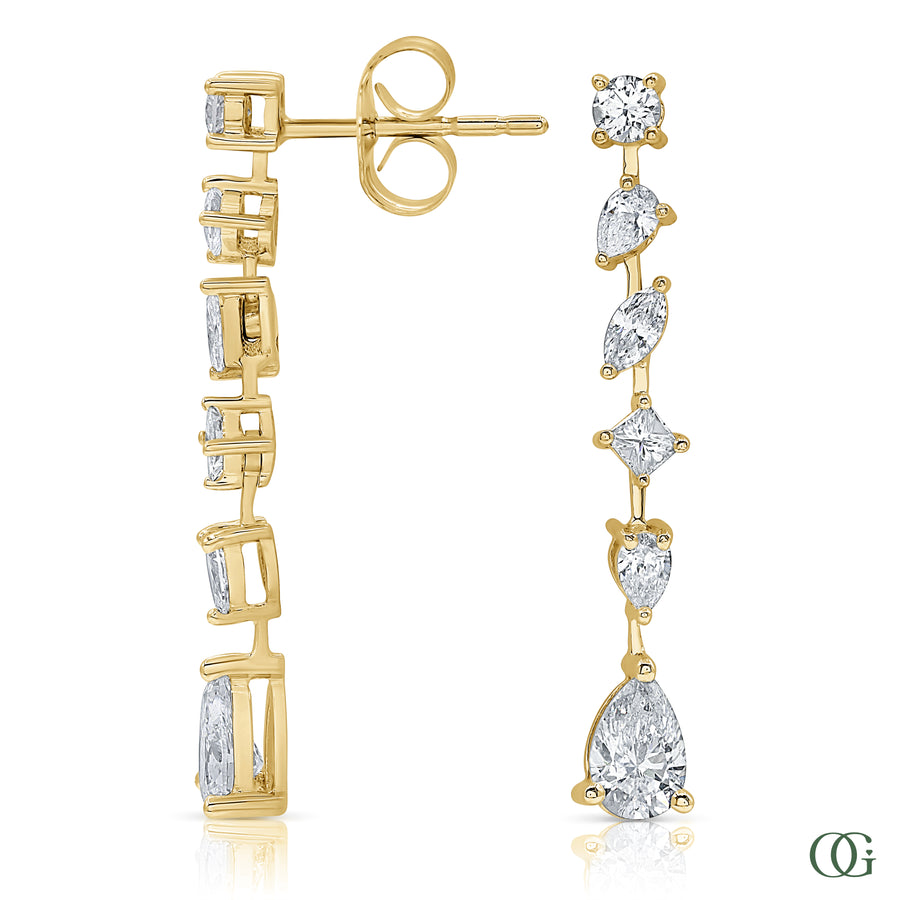 Y | Mixed-Shape Diamond Drop Earrings in 14K Yellow Gold in yellow gold