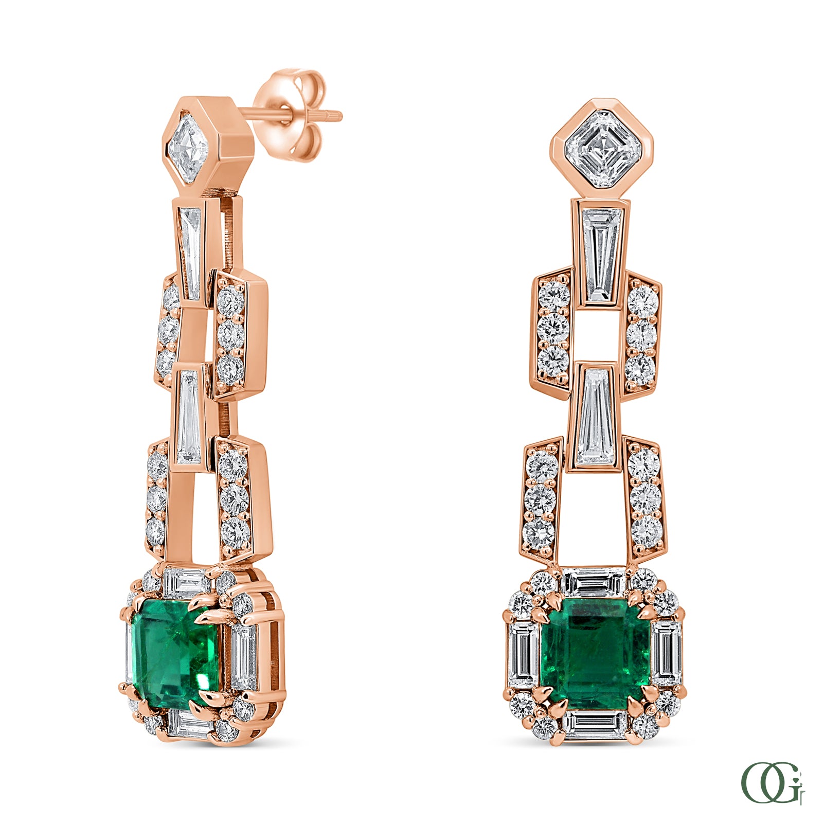 Emerald & Lab Grown Diamond Statement Earrings (4.5 CTW)