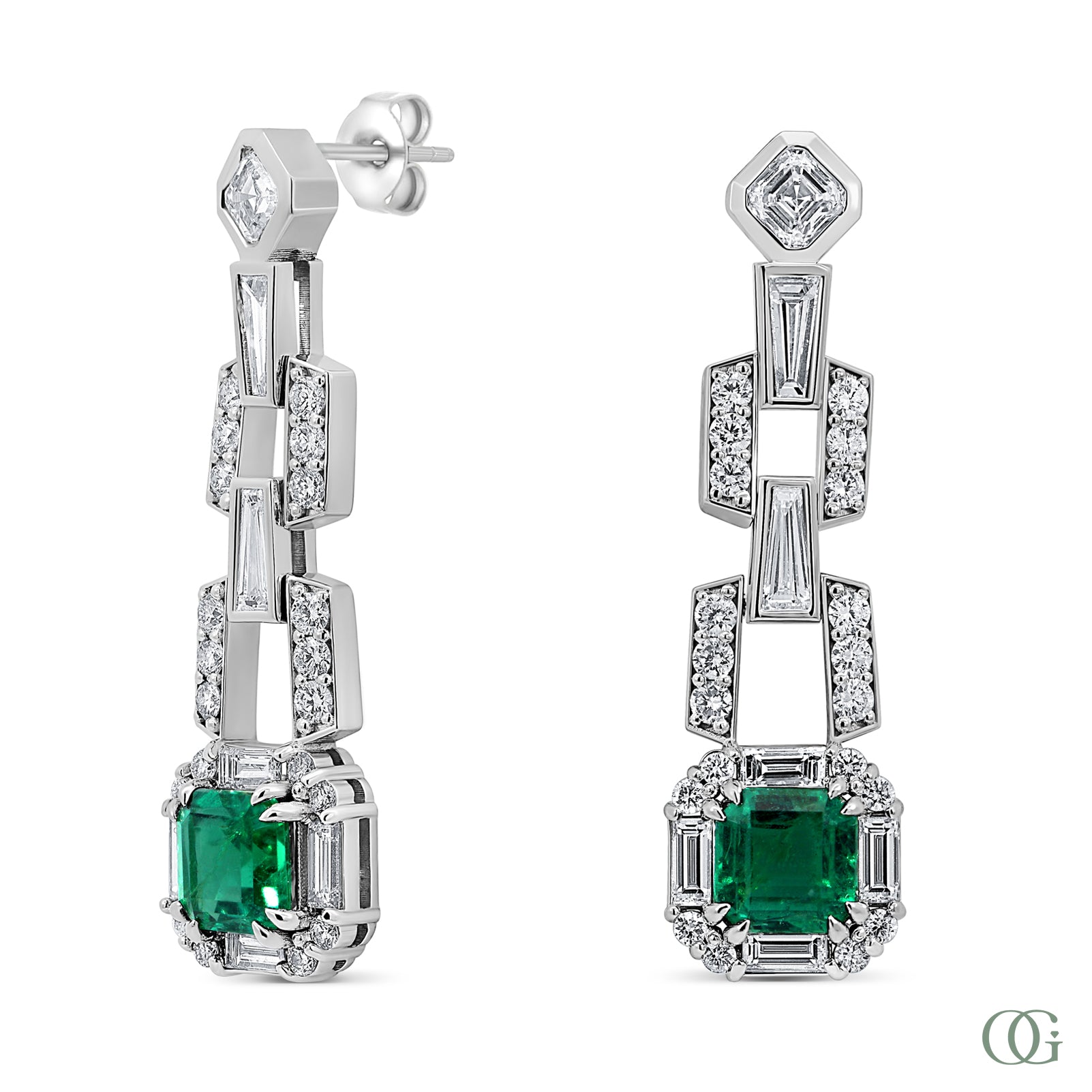Emerald & Lab Grown Diamond Statement Earrings (4.5 CTW)