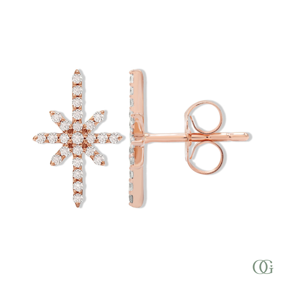 R | Diamond Starburst Stud Earrings in rose gold