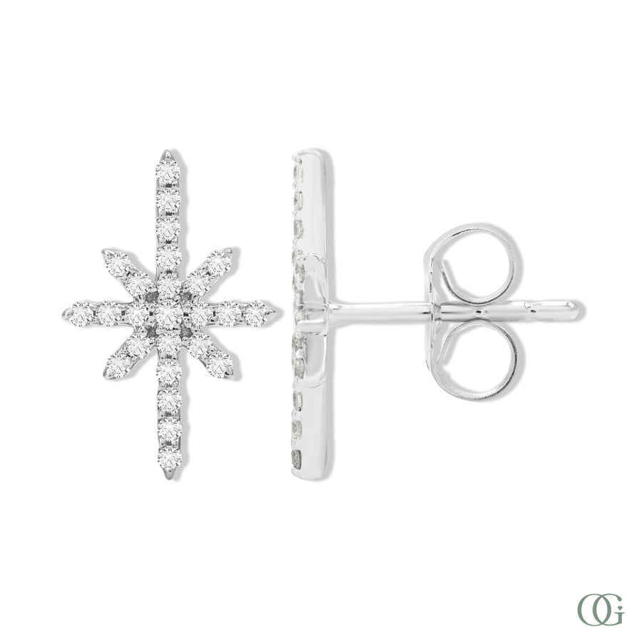 W | Diamond Starburst Stud Earrings in white gold