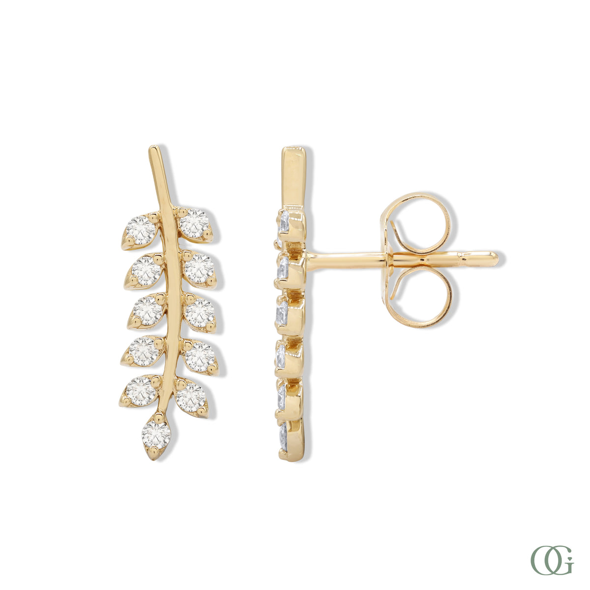 Lab Grown Diamond Leaf Stud Earrings | 0.30 CTW