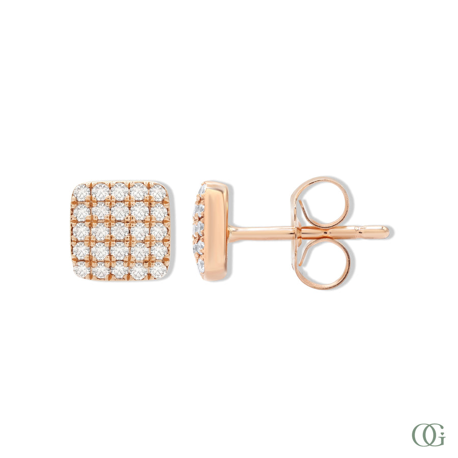 R | Diamond Cluster Stud Earrings in rose gold