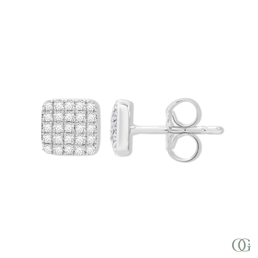 W | Diamond Cluster Stud Earrings in white gold