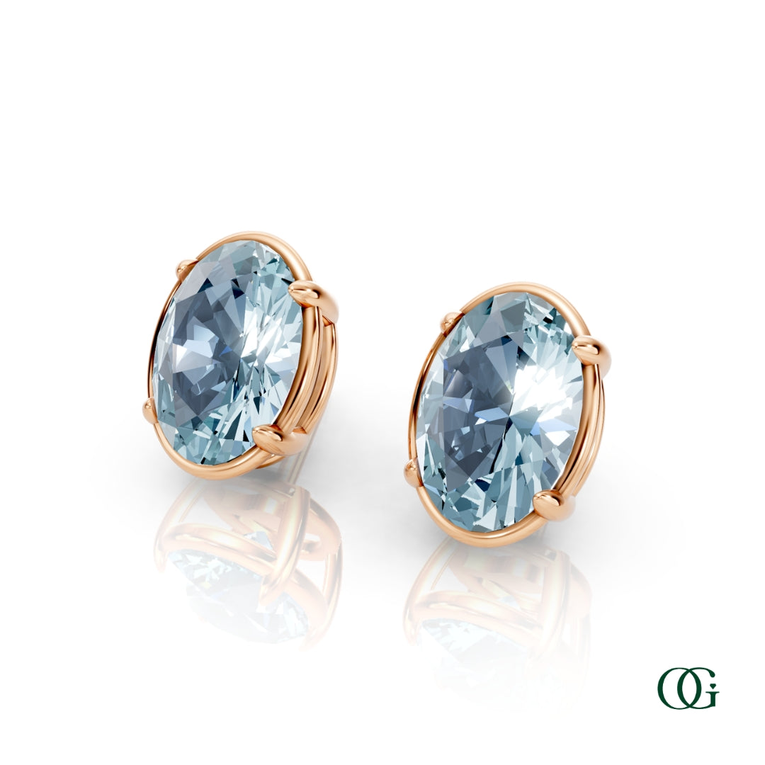 Personalized Oval Birthstone Stud Earrings