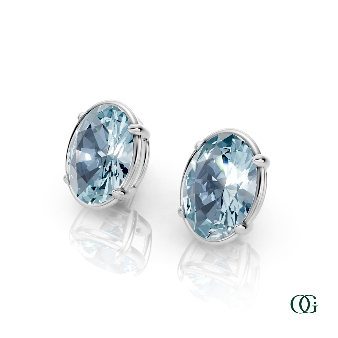 Personalized Oval Birthstone Stud Earrings
