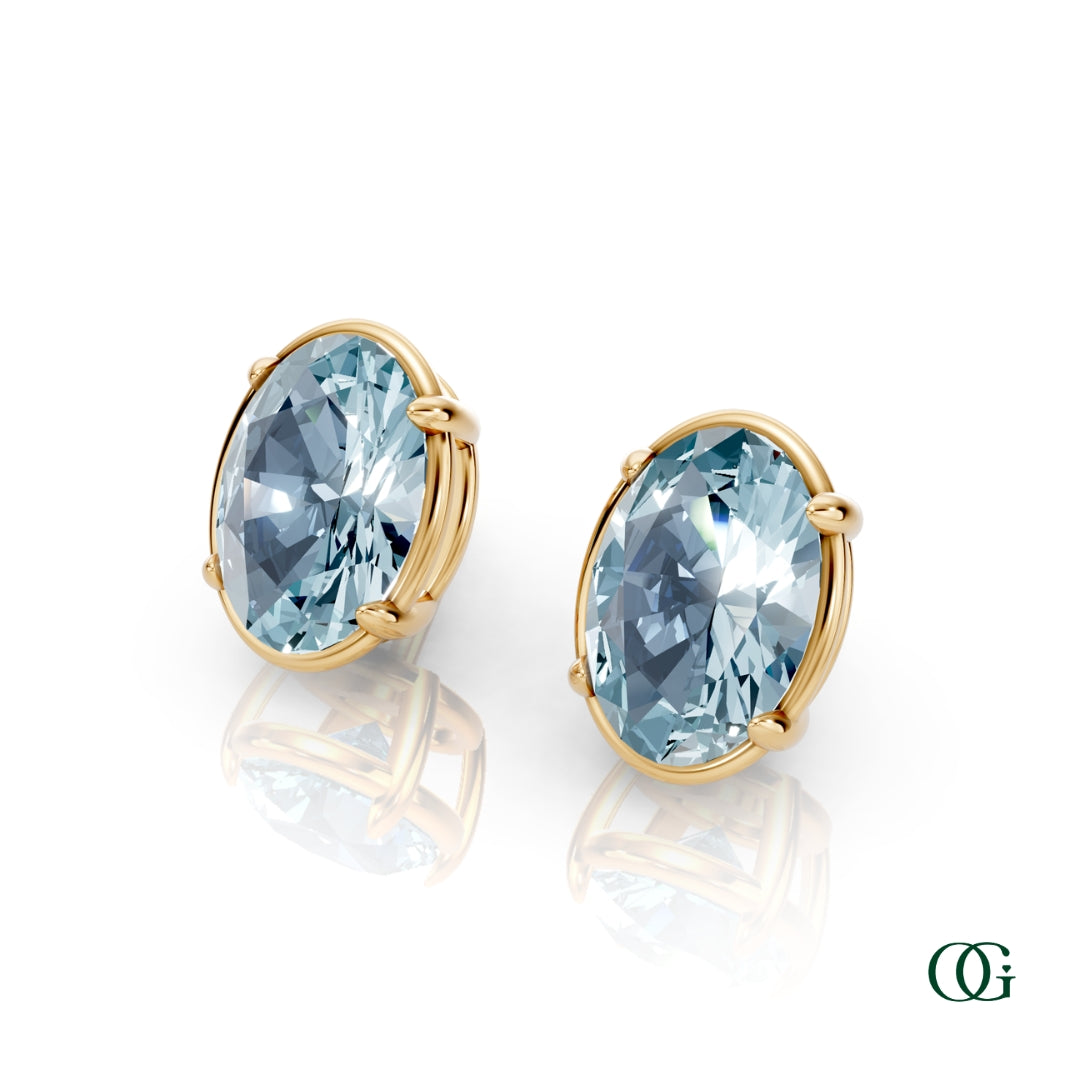 Personalized Oval Birthstone Stud Earrings