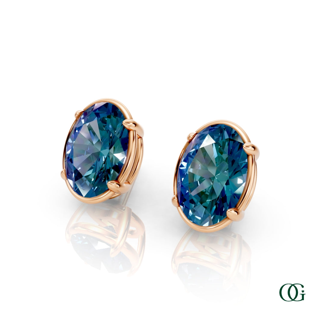 Personalized Oval Birthstone Stud Earrings