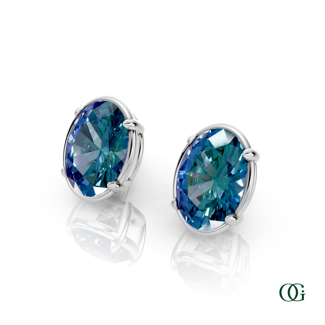 Personalized Oval Birthstone Stud Earrings