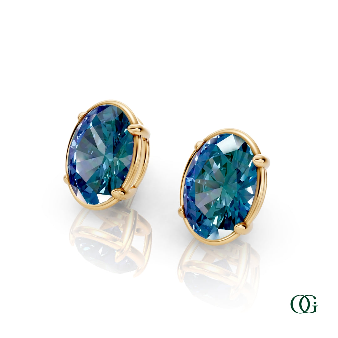 Personalized Oval Birthstone Stud Earrings