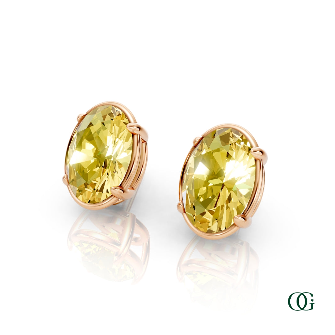 Personalized Oval Birthstone Stud Earrings