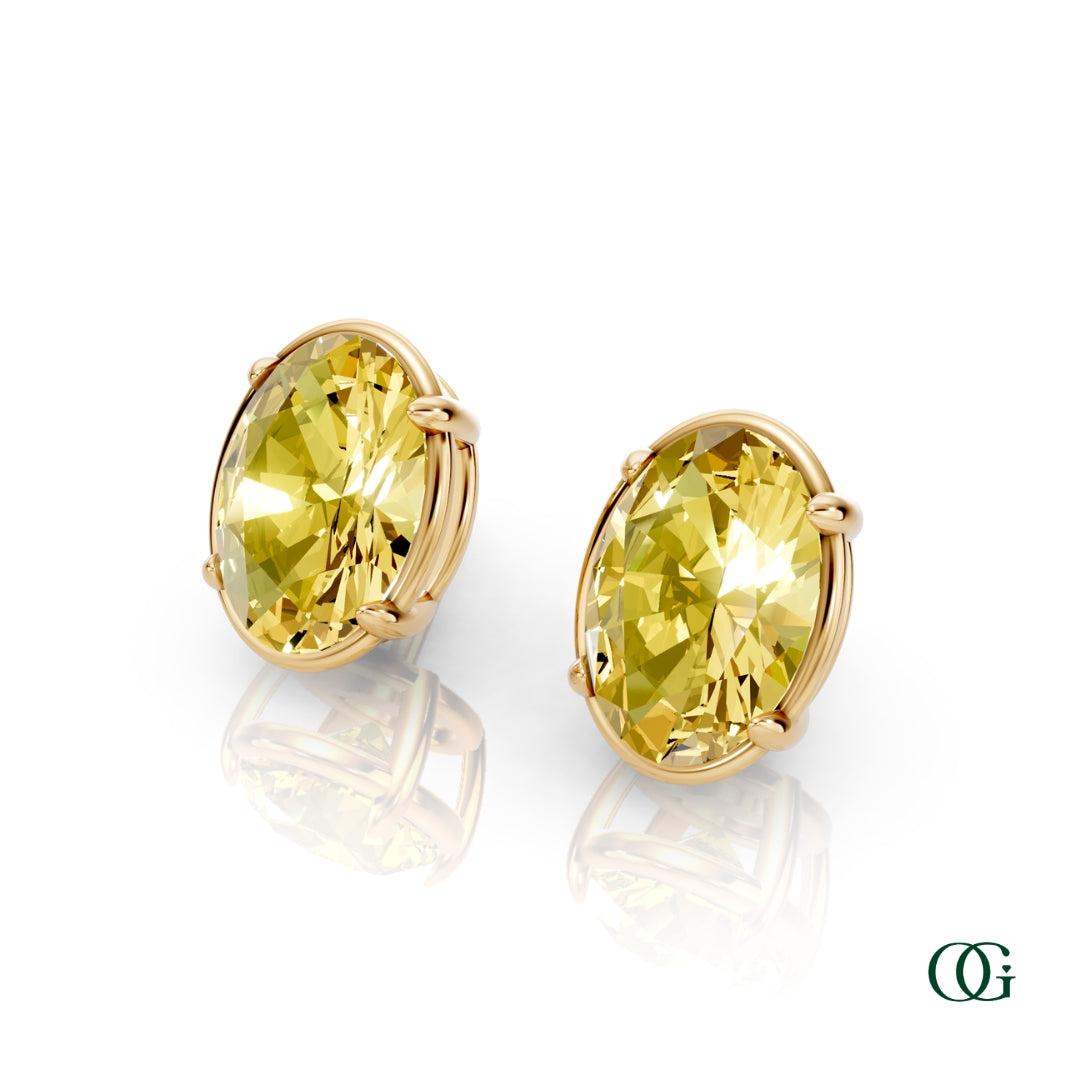 Personalized Oval Birthstone Stud Earrings