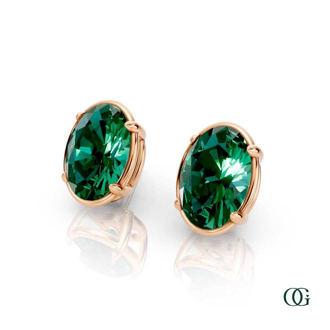Personalized Oval Birthstone Stud Earrings