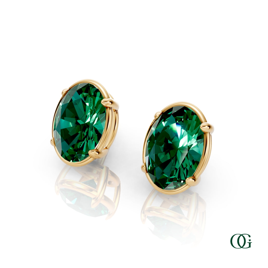 Personalized Oval Birthstone Stud Earrings