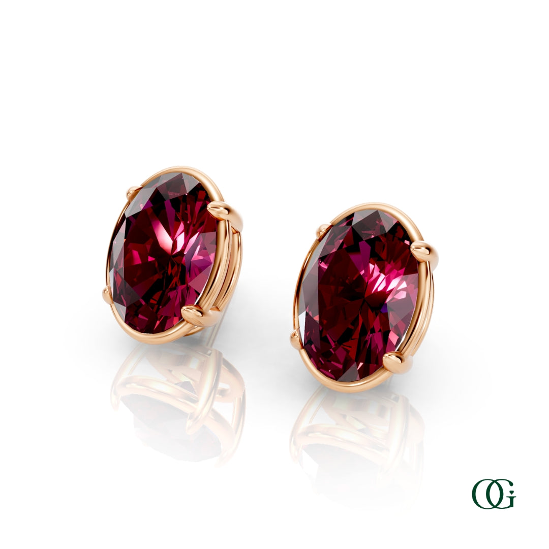 Personalized Oval Birthstone Stud Earrings