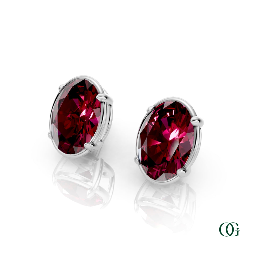 Personalized Oval Birthstone Stud Earrings