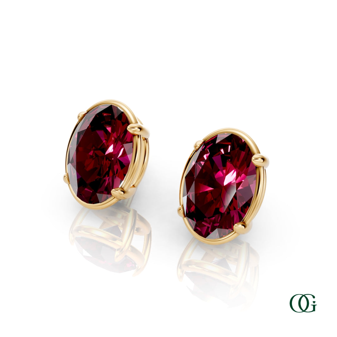 Personalized Oval Birthstone Stud Earrings