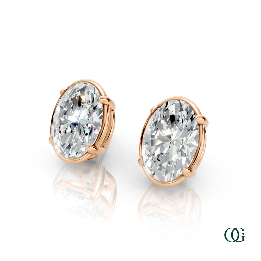 Personalized Oval Birthstone Stud Earrings