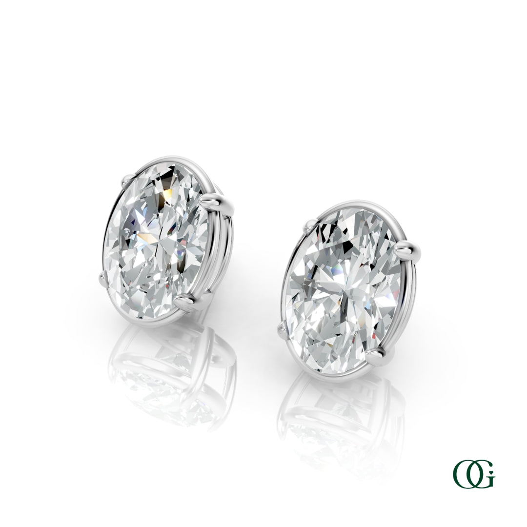 Personalized Oval Birthstone Stud Earrings