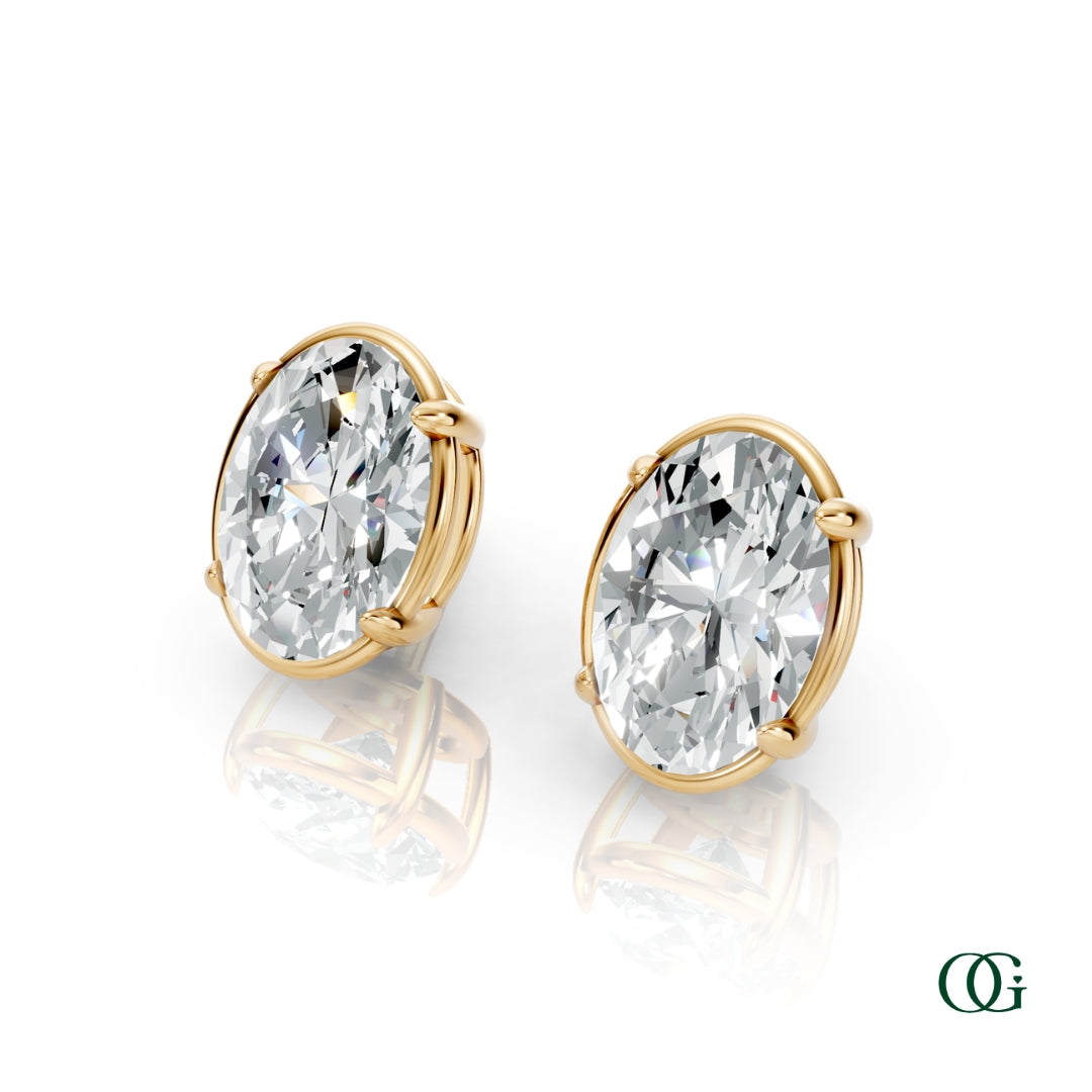 Personalized Oval Birthstone Stud Earrings
