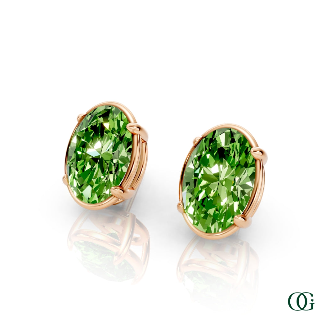 Personalized Oval Birthstone Stud Earrings