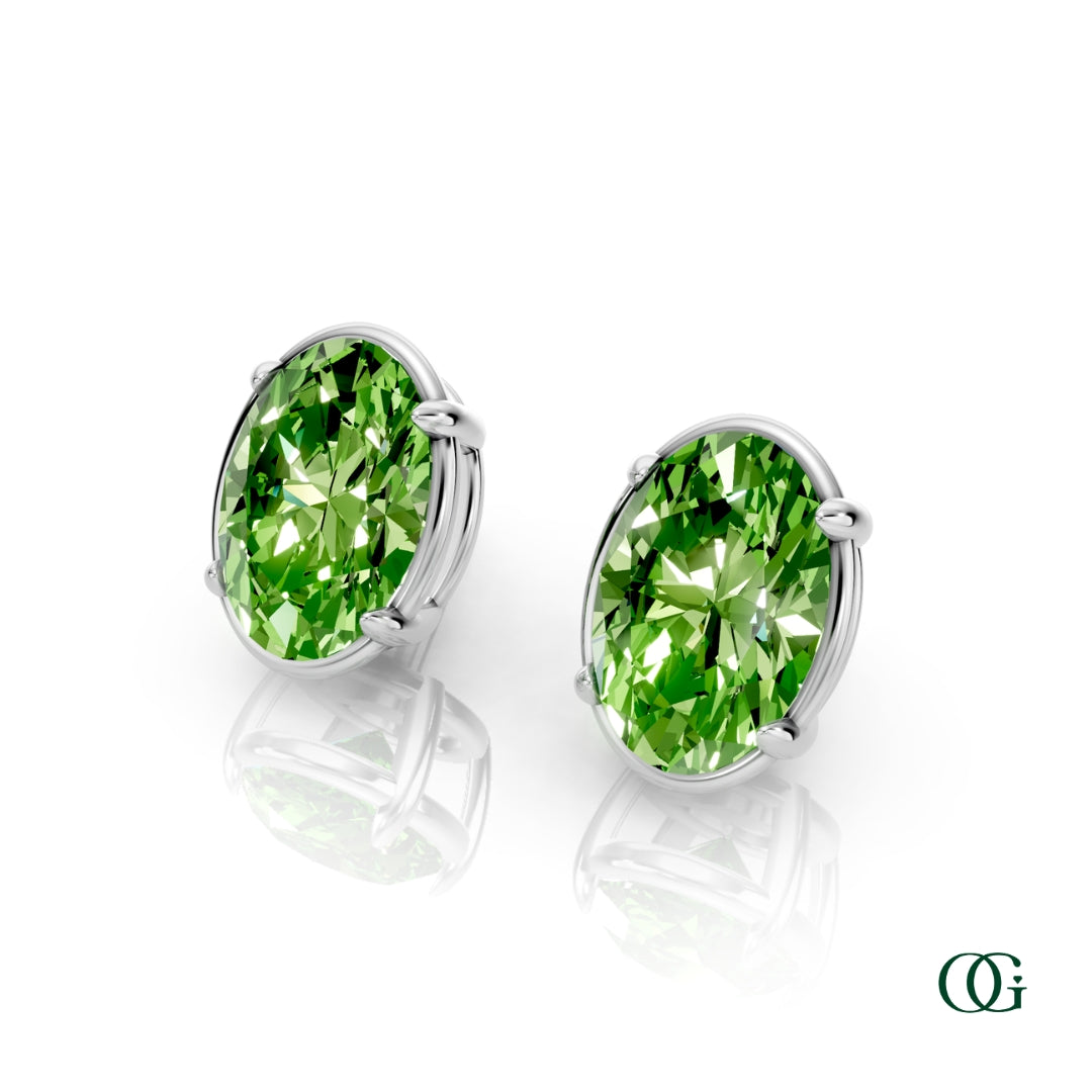Personalized Oval Birthstone Stud Earrings