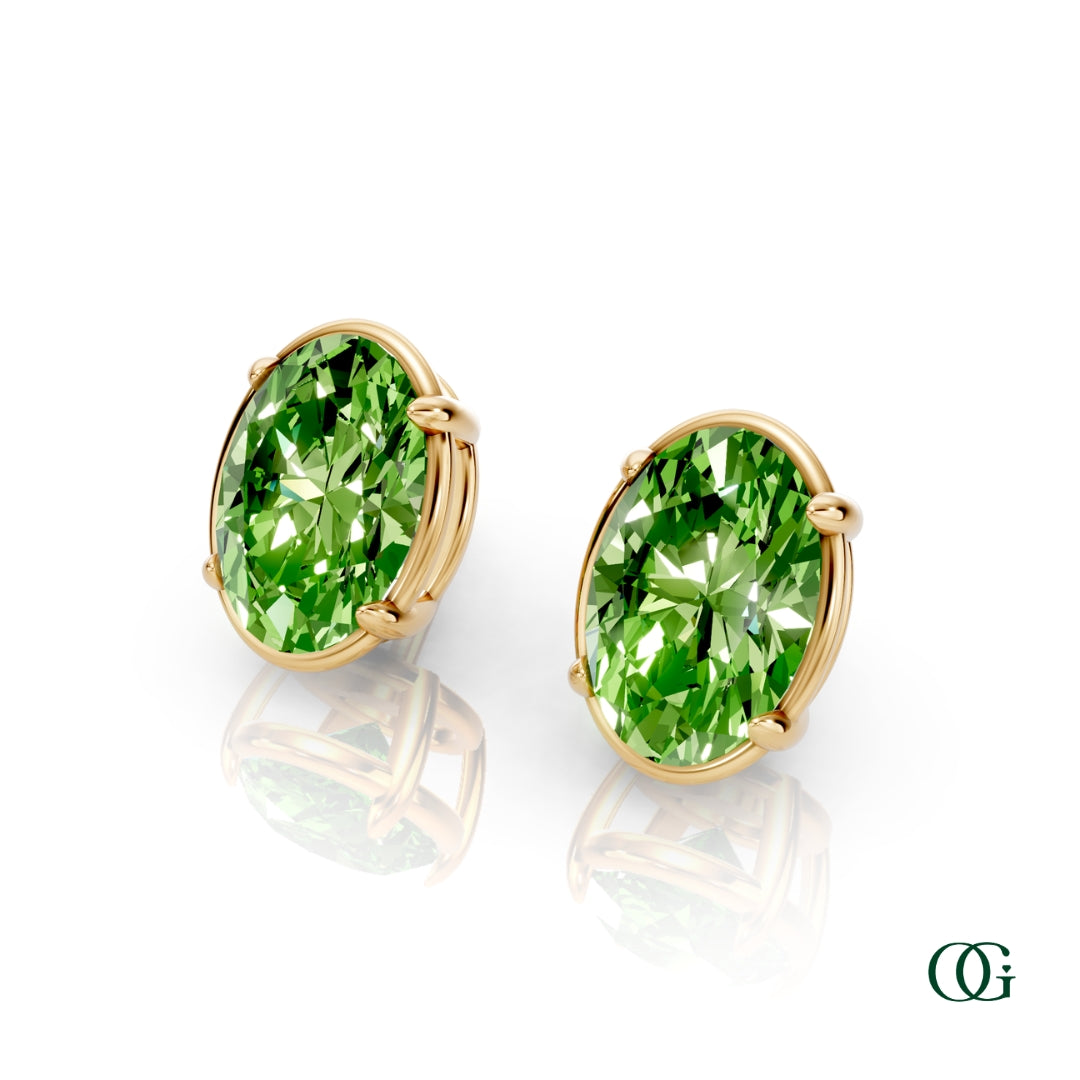 Personalized Oval Birthstone Stud Earrings