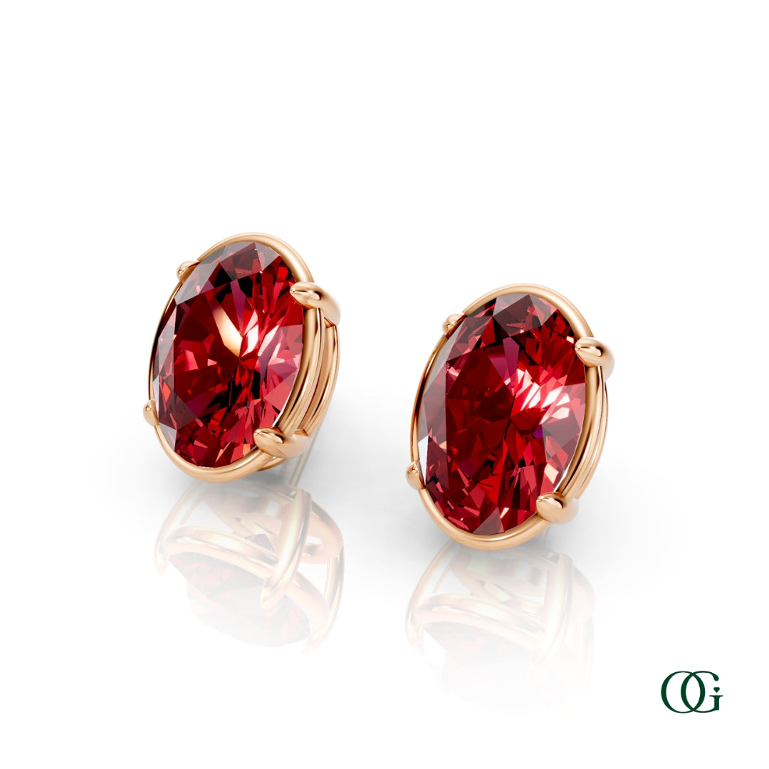 Personalized Oval Birthstone Stud Earrings