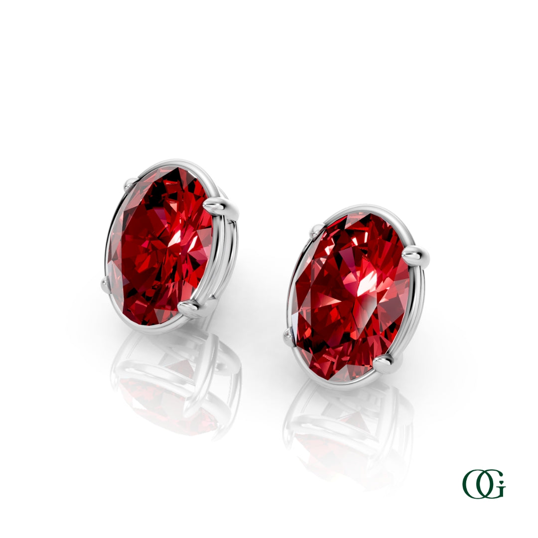Personalized Oval Birthstone Stud Earrings