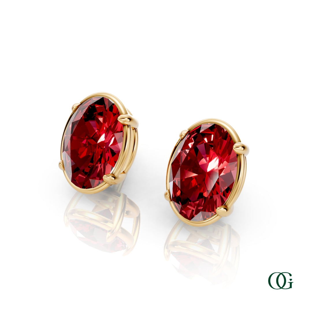 Personalized Oval Birthstone Stud Earrings