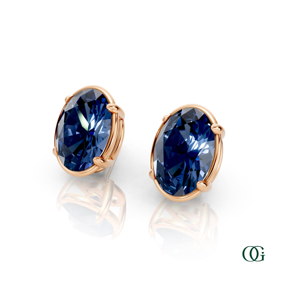 Personalized Oval Birthstone Stud Earrings
