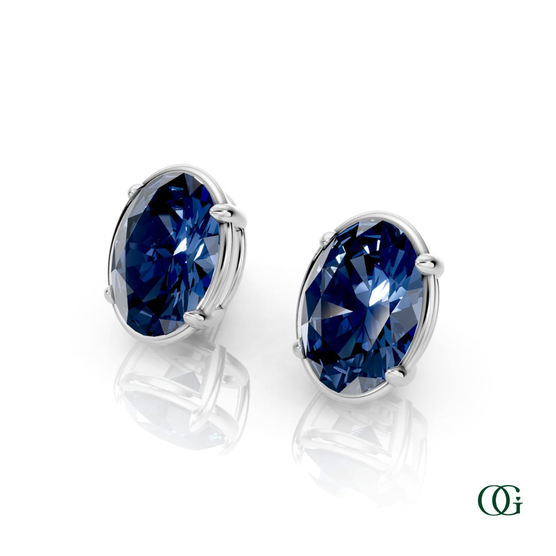 Personalized Oval Birthstone Stud Earrings