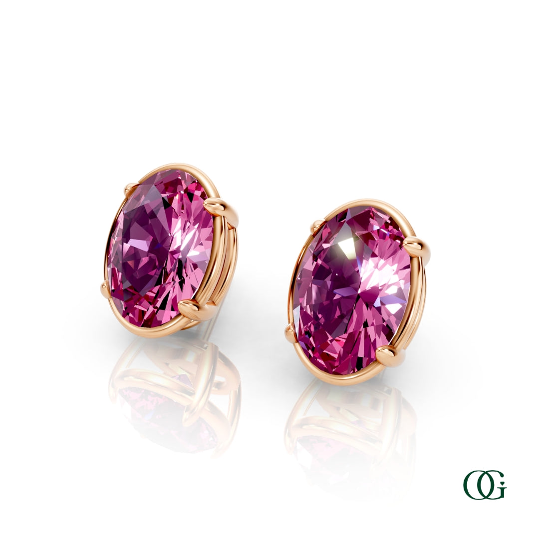 Personalized Oval Birthstone Stud Earrings